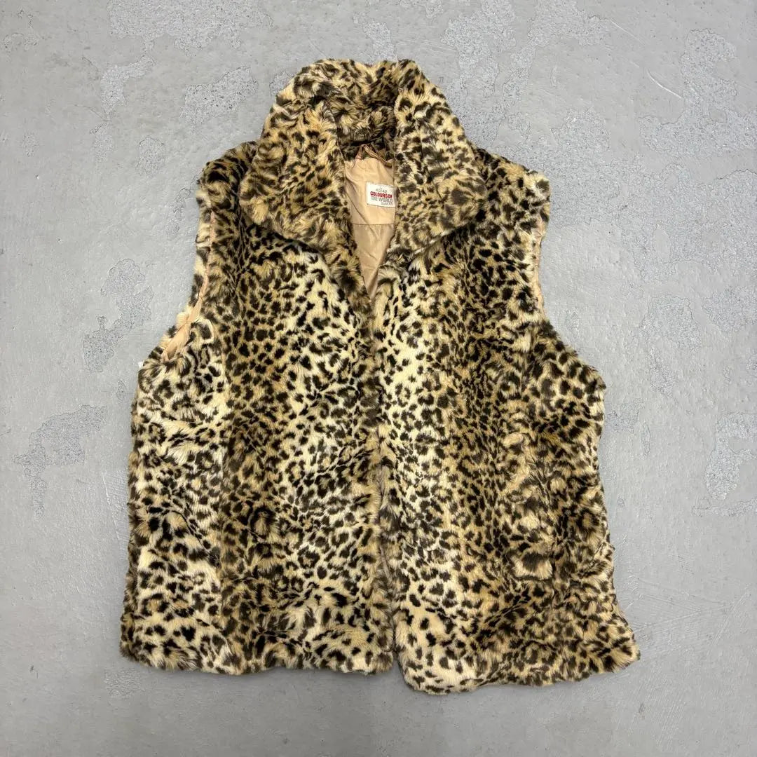 YA175 Y2K Fake Farbest Leopard Pattern Gal | YA175 y2k フェイクファーベスト ヒョウ柄 ギャル