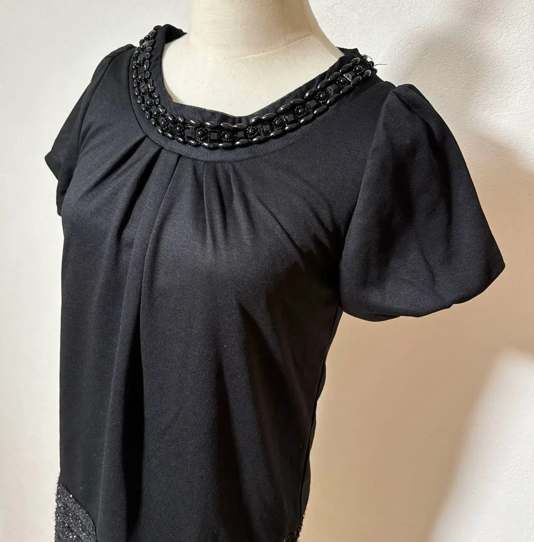 [Any Femme] Size 2/Tunic/Black/Bijou/Sequin/Loose/Short sleeves