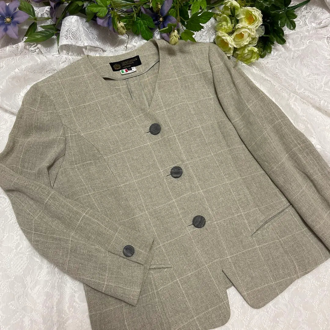 HARDY AMIES Italy Linen jacket L