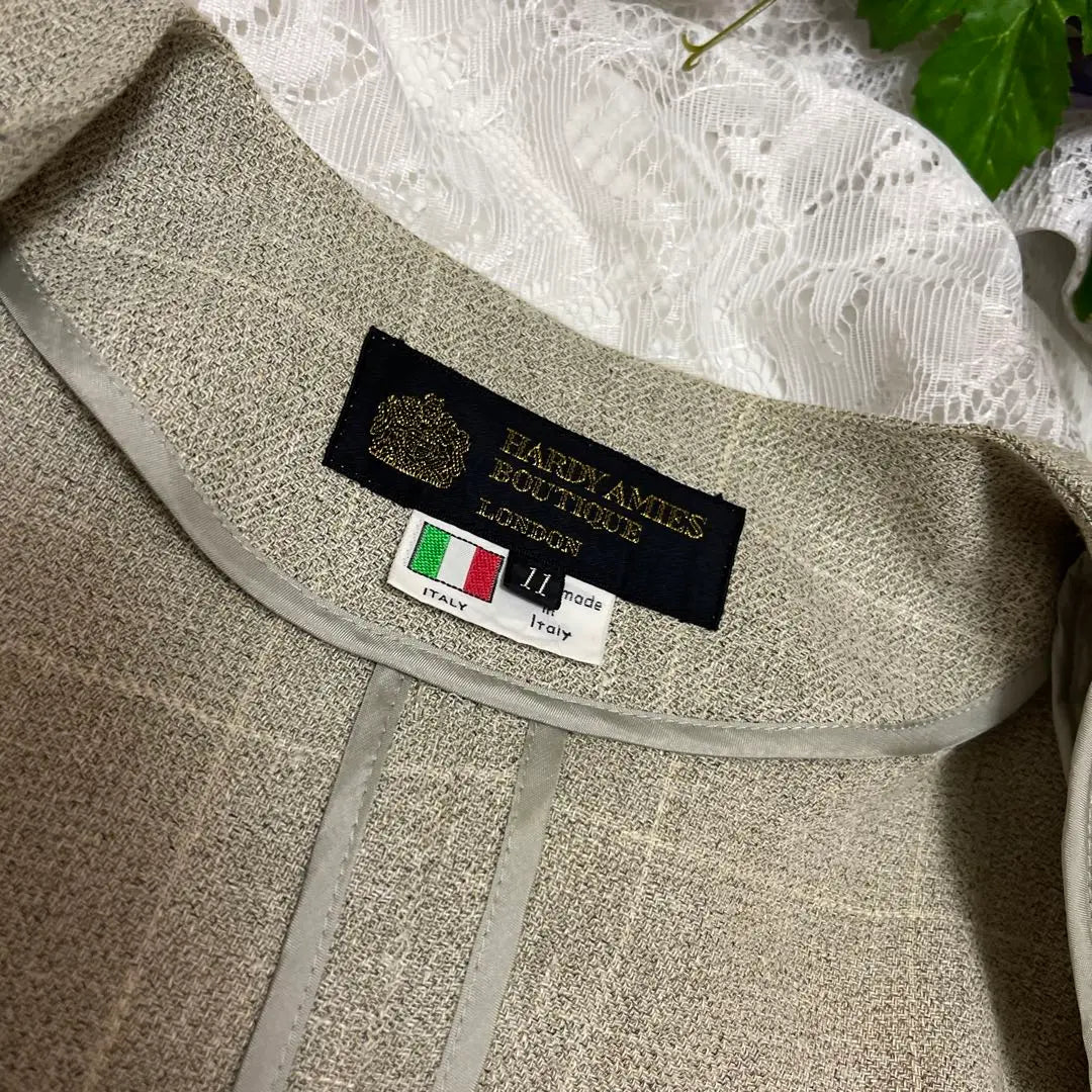 HARDY AMIES Italy Linen jacket L