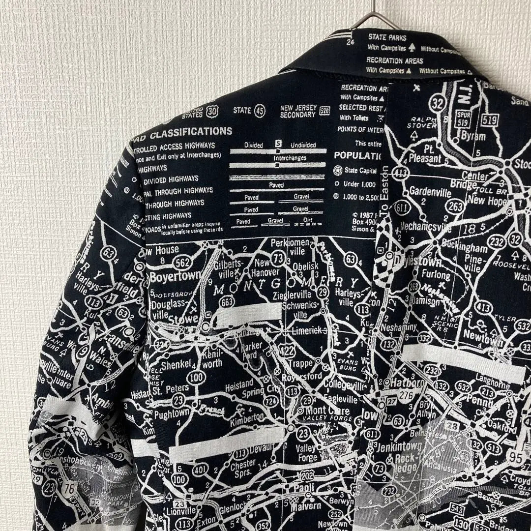 117 YOSHIO KUBO chaqueta a medida patrón total mapa de ruta del metro | 117 yoshio kubo テーラードジャケット 総柄 メトロ 路線図