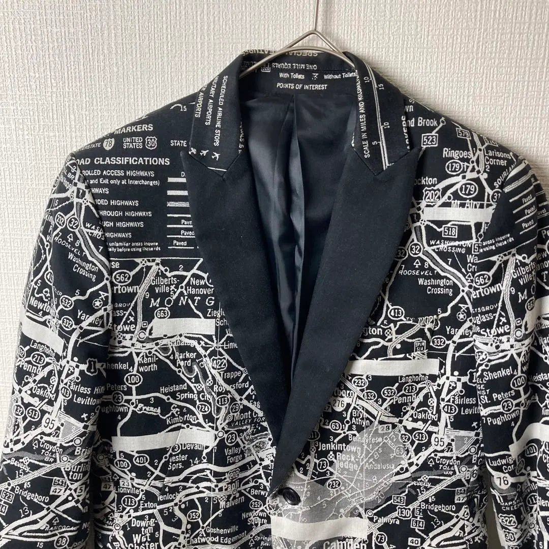 117 YOSHIO KUBO tailored jacket total pattern metro route map | 117 yoshio kubo テーラードジャケット　総柄　メトロ　路線図