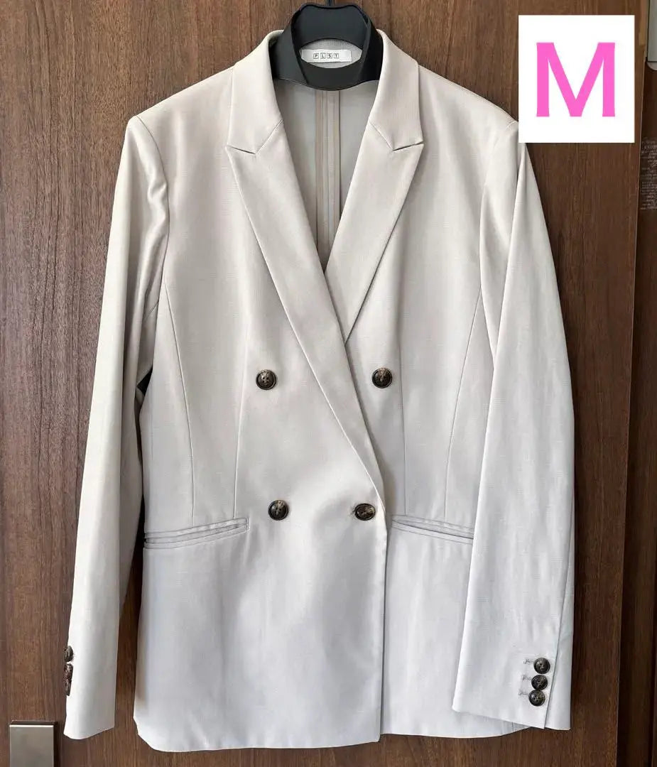 Productos hermosos sin usar Plus PLST Chaqueta doble de lino M Beige claro | 美品 未使用 プラステPLSTリネンダブルジャケットＭライトベージュ