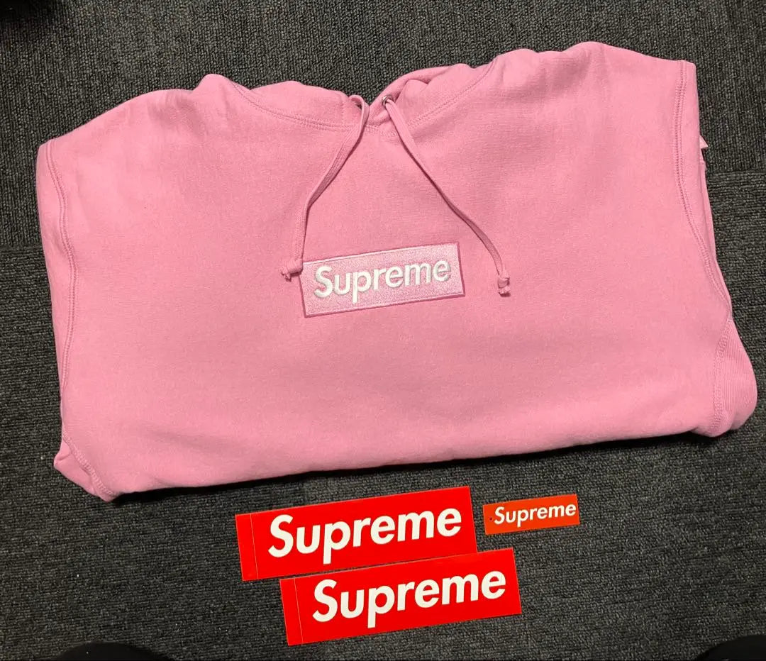 ●Sudadera con capucha y logo Supreme Box en color PINKM