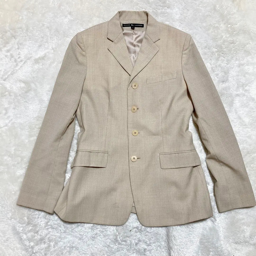 Ralph Lauren Beige Check Pattern Tailored Jacket