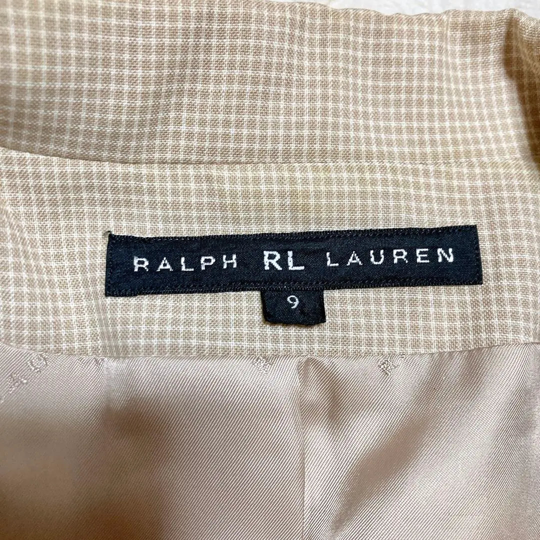 Ralph Lauren Beige Check Pattern Tailored Jacket