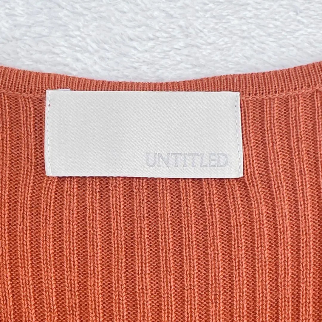 Q36 [Untitled] Short-sleeved knit flare dress Knee length Orange Ribbed