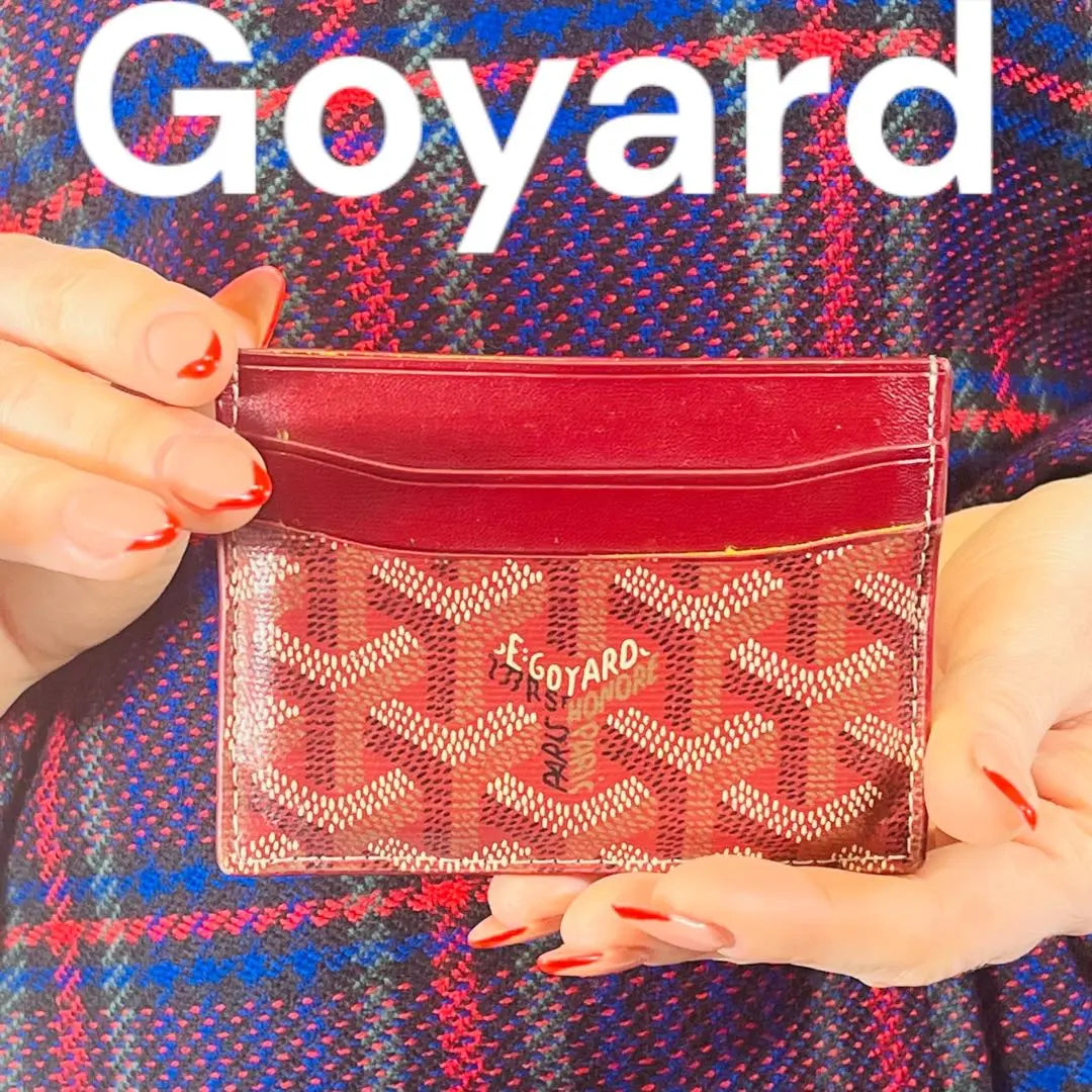 Goyard Card Case Brown/Red Pass Case PVC Leather