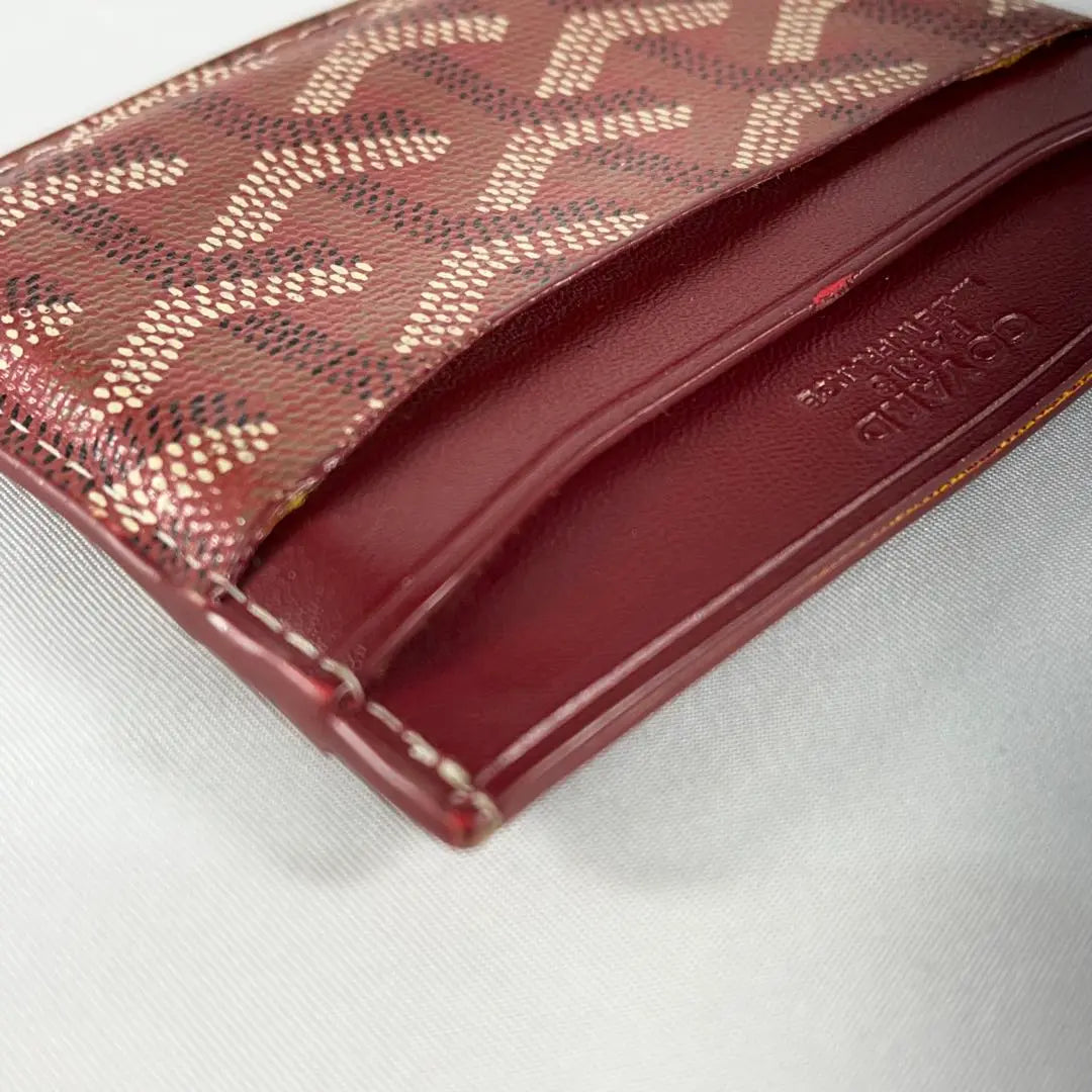 Goyard Card Case Brown/Red Pass Case PVC Leather