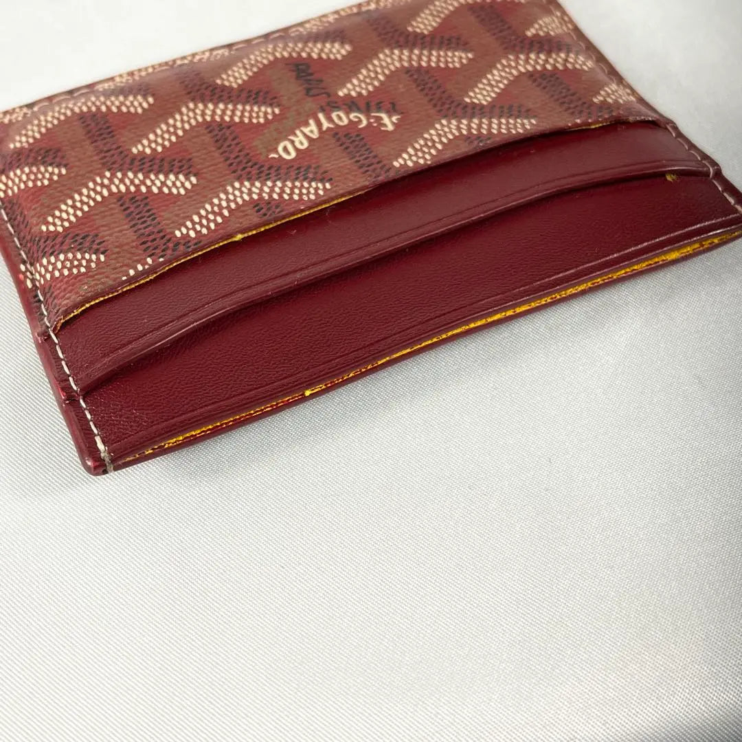 Goyard Card Case Brown/Red Pass Case PVC Leather