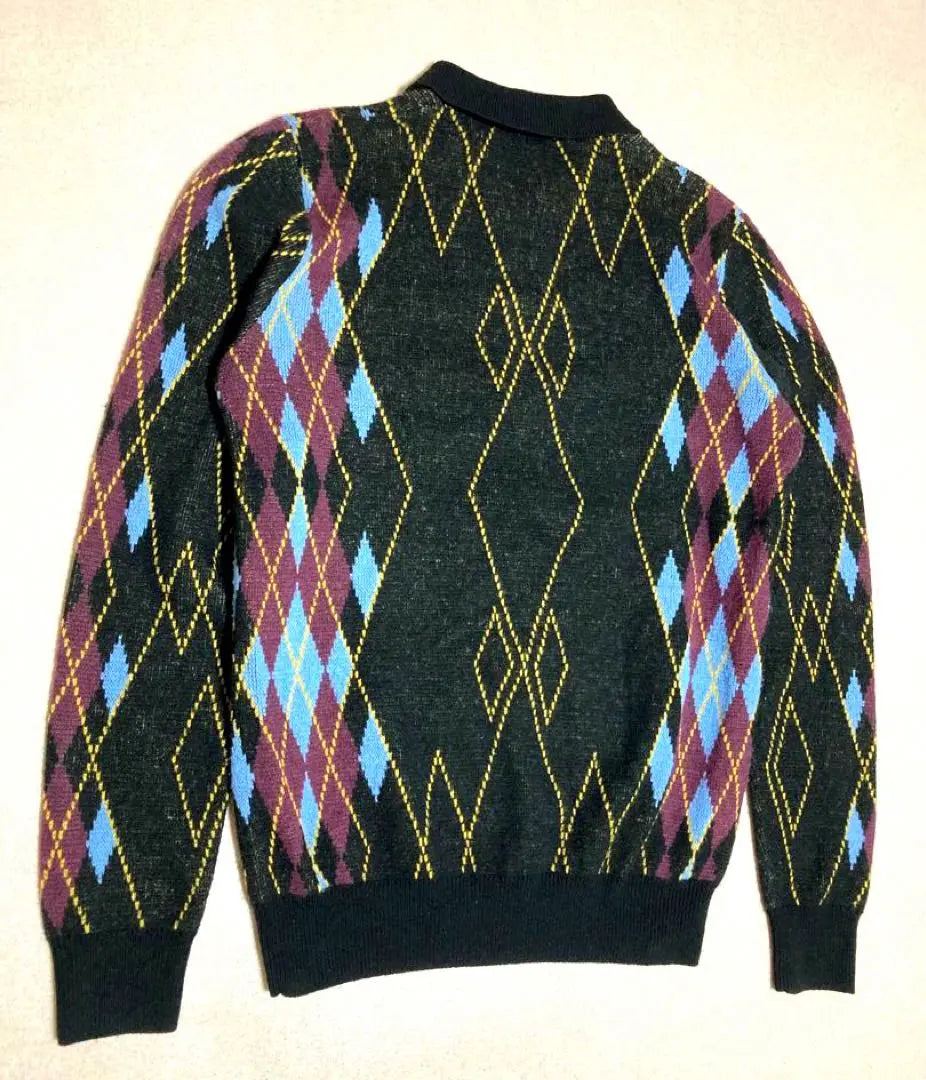 Rare Fred Perry Argyle Pattern Half Zip Polo Shirt Knit Sweater