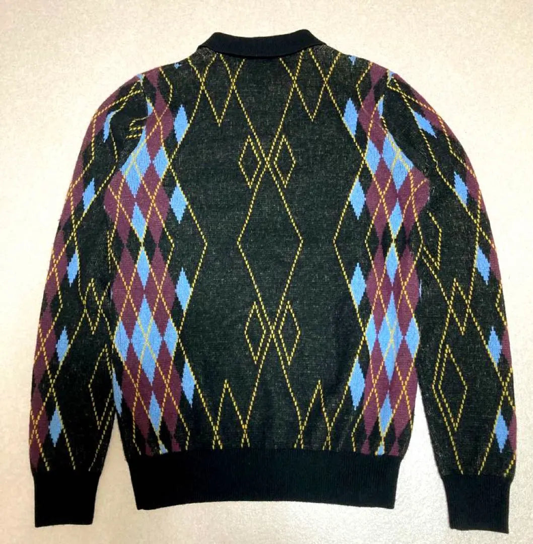 Rare Fred Perry Argyle Pattern Half Zip Polo Shirt Knit Sweater