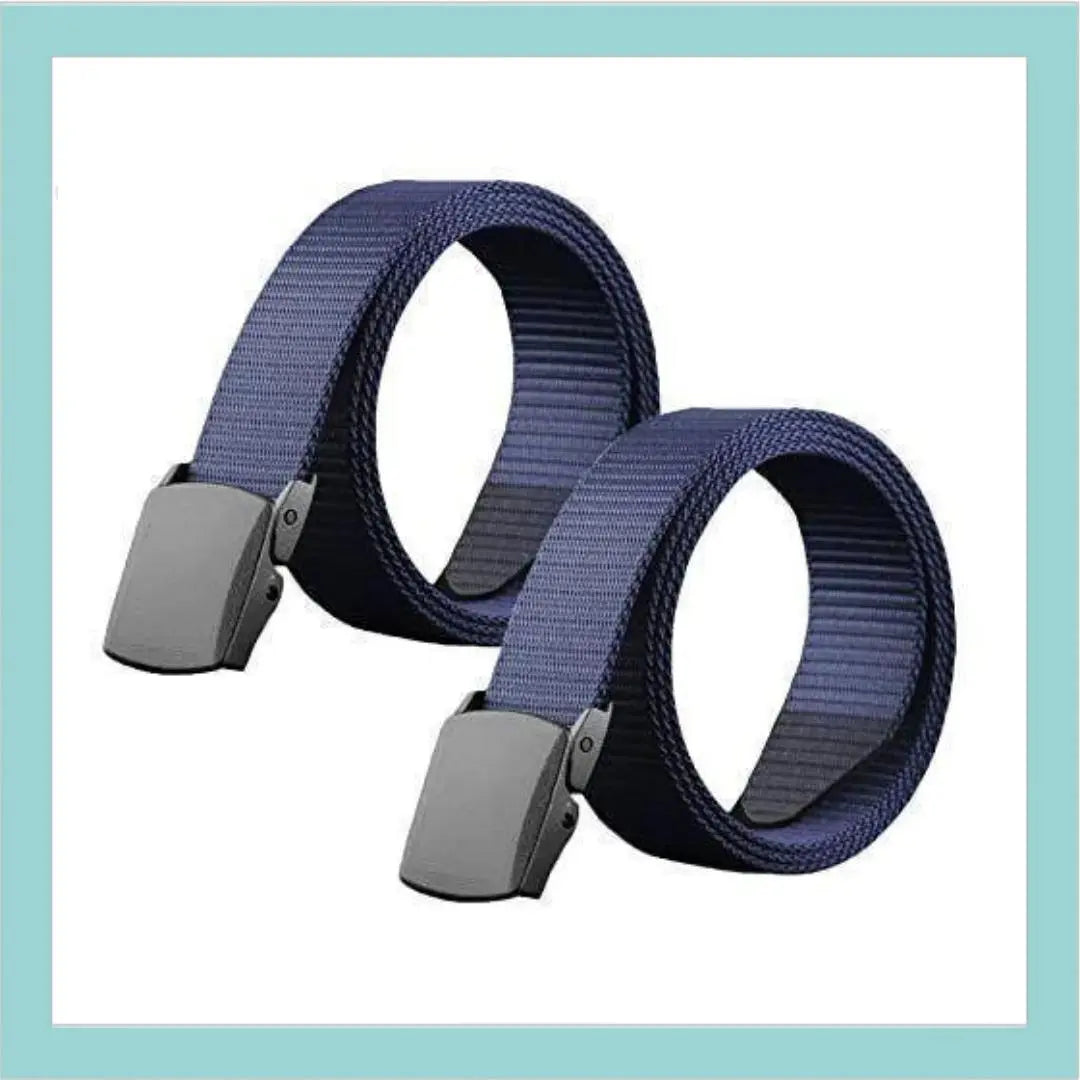 [Super Cheap] Nylon Belt Set of 2 YKK Buckle Non-Metal Blue