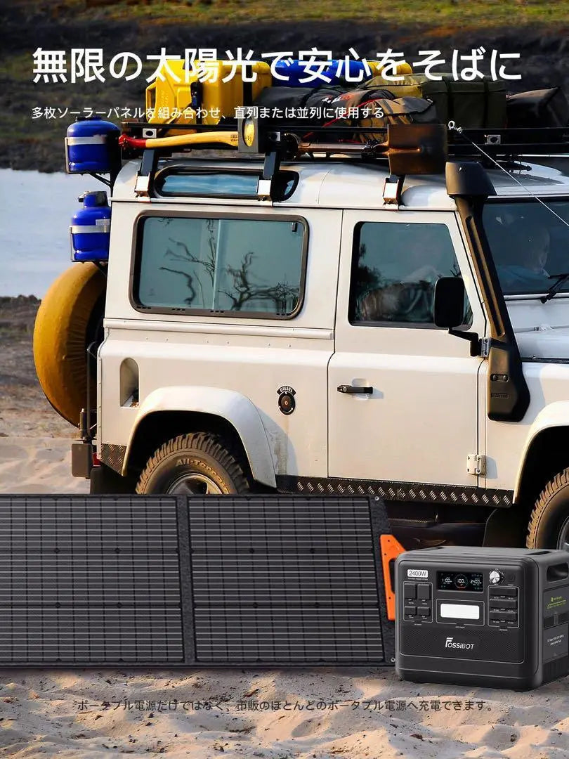 [Para prevención de desastres] Nuevo panel solar, 200 W, resistente al agua, utilizado junto con una fuente de energía portátil