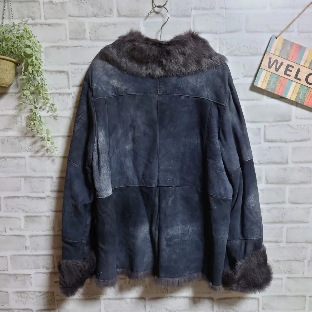 Leather jacket, boa, blouson, rabbit leather, vintage, cute, made in Italy, F | レザージャケット ボア ブルゾン 兎革 ヴィンテージ 大人可愛い イタリア製 F