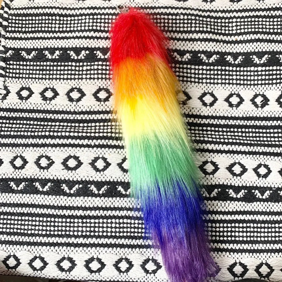 Fur Tail Charm Rainbow Greedion Bag Keychain Fox