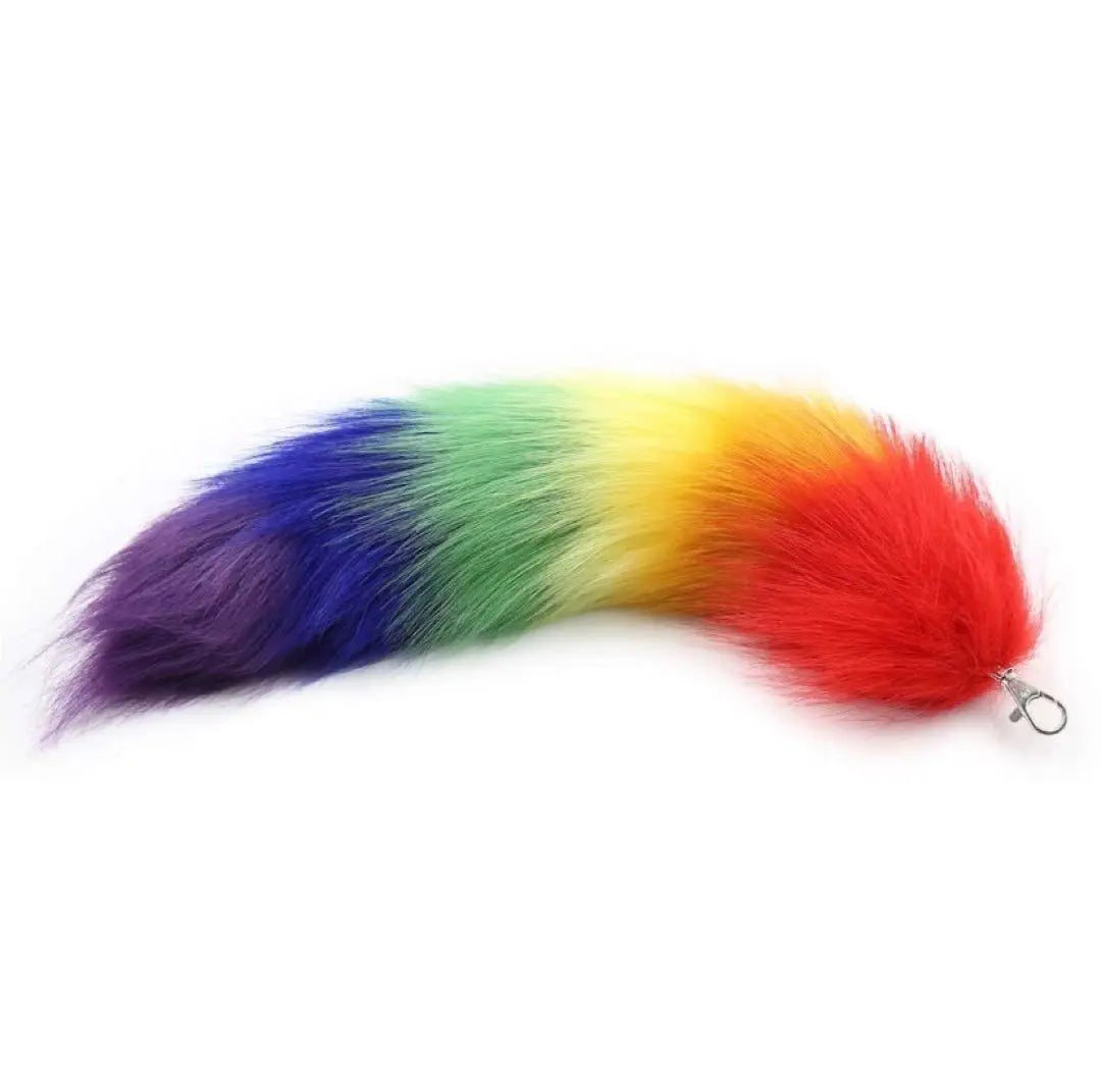 Fur Tail Charm Rainbow Greedion Bag Keychain Fox