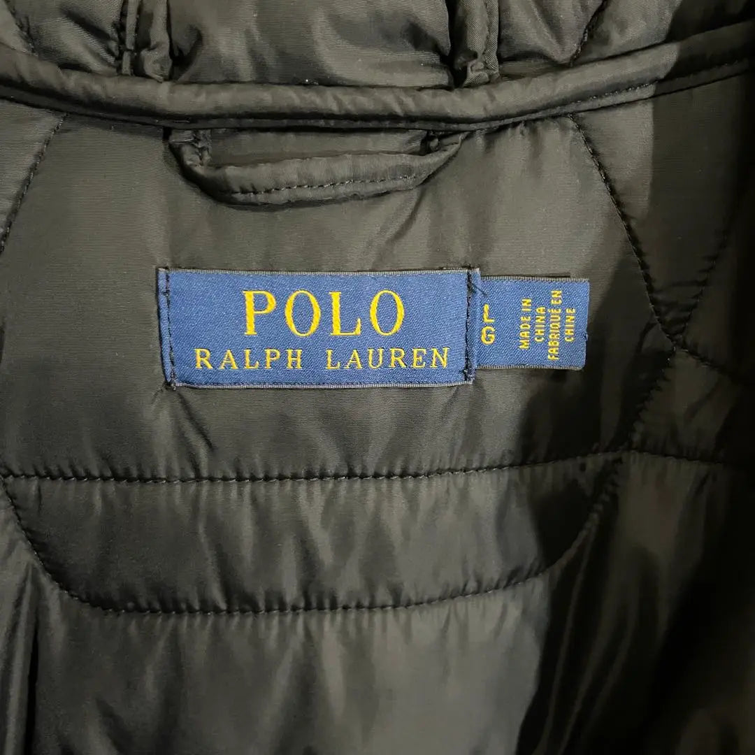 [Modelo poco común] Logotipo bordado de Ralph Lauren Material de entrada Switching Footwater Food Jacket L | 【希少モデル】ラルフローレン 刺繍ロゴ入 素材切替 中綿入フードジャケット L