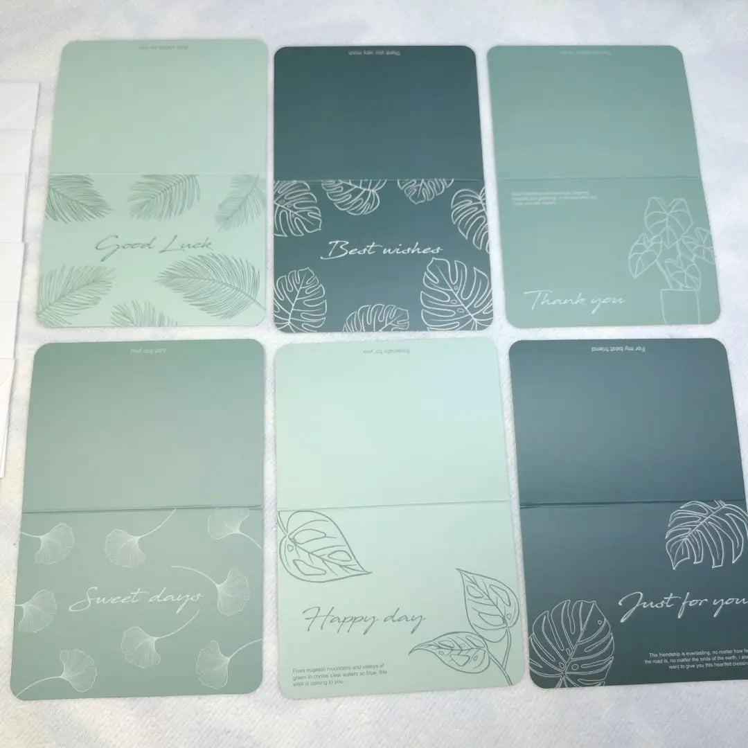 Final price reduction!! Greeting cards, envelopes, stickers, set of 6, tropical leaves