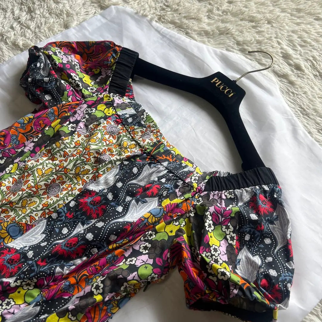 [Beautiful goods] PRADA Knee -length One Piece Flare Flower Pattern Short Sleeve 36 S Total pattern | 【美品】PRADA 膝丈ワンピース フレア 花柄 半袖 36 S 総柄