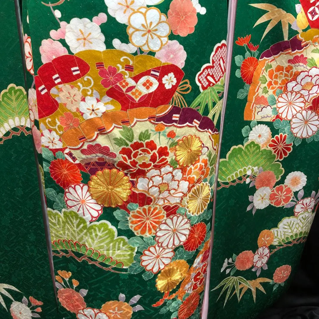 ■Super beautiful condition■Auspicious cypress pine, bamboo, plum■Pure silk furisode full set■Coming of age ceremony■Full furisode set