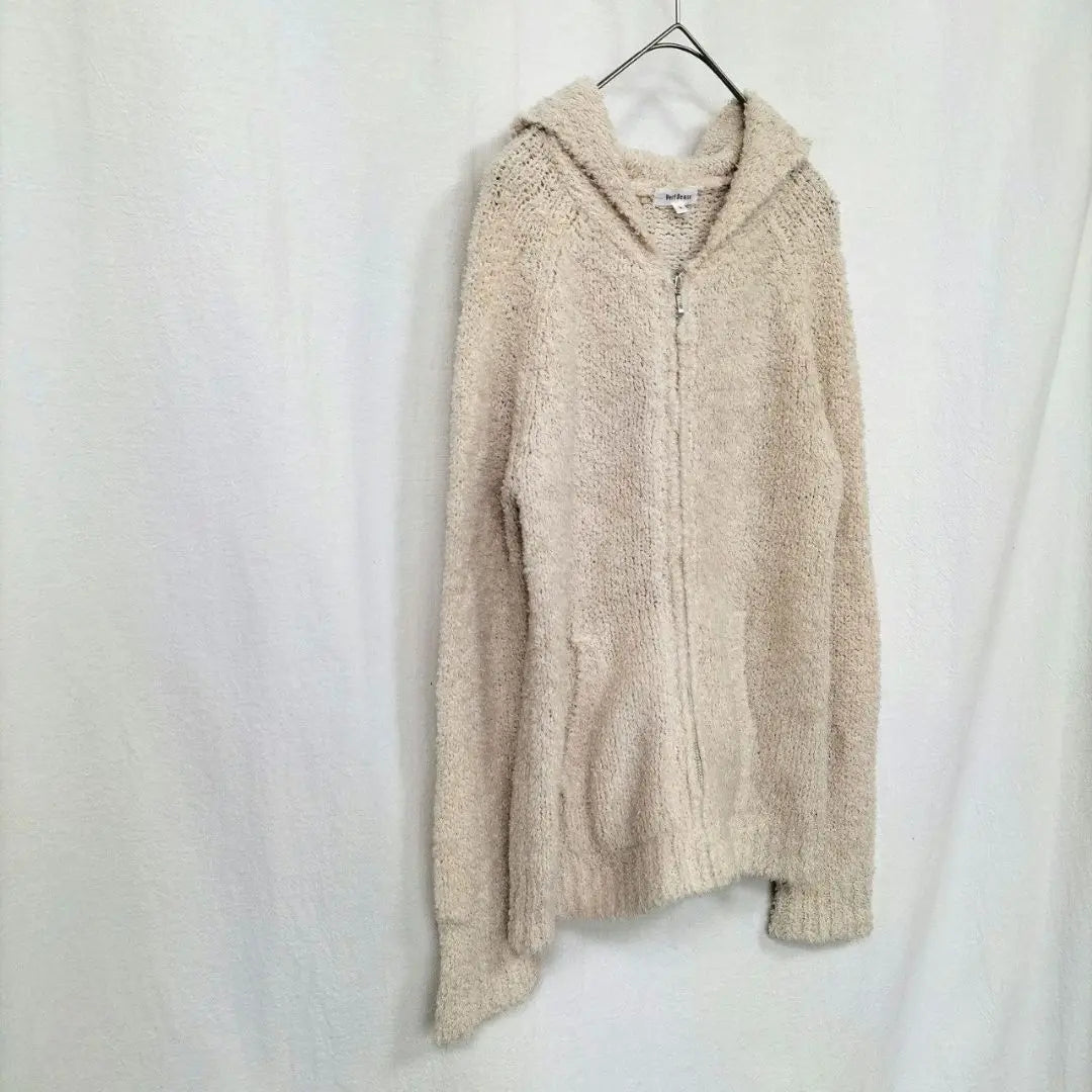 [Vert Dence] Fluffy hoodie M Beige Hooded Full Zip