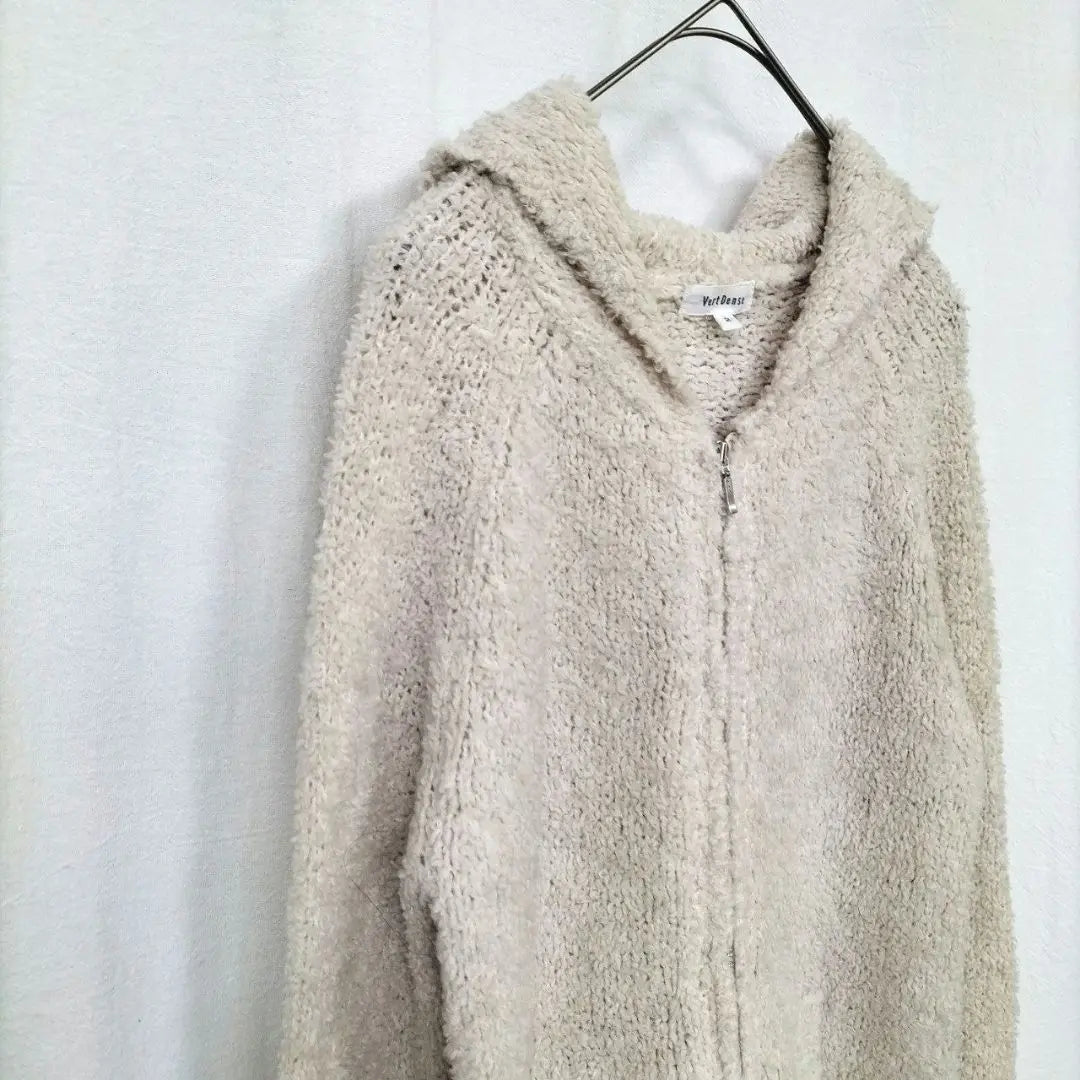 [Vert Dence] Fluffy hoodie M Beige Hooded Full Zip