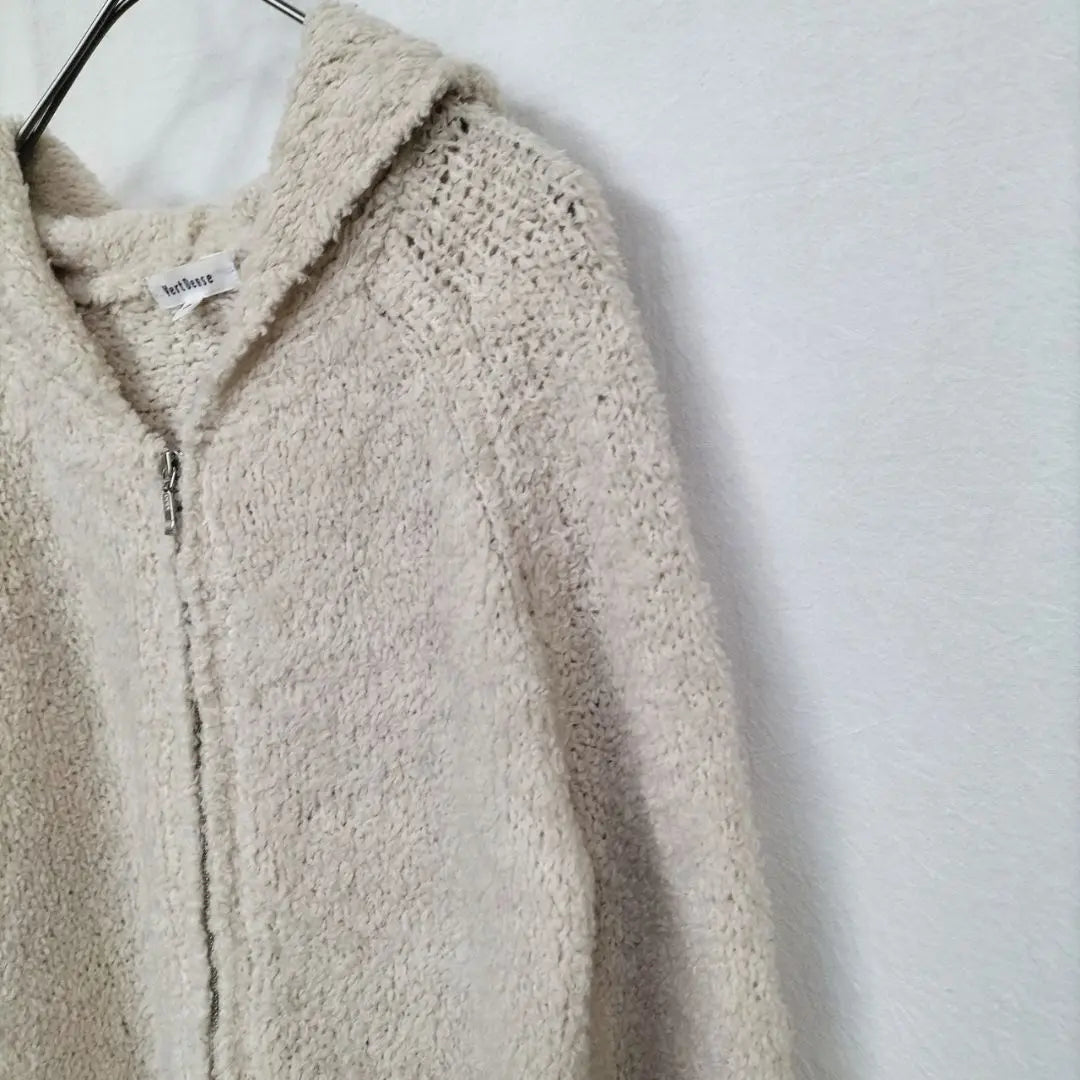 [Vert Dence] Fluffy hoodie M Beige Hooded Full Zip