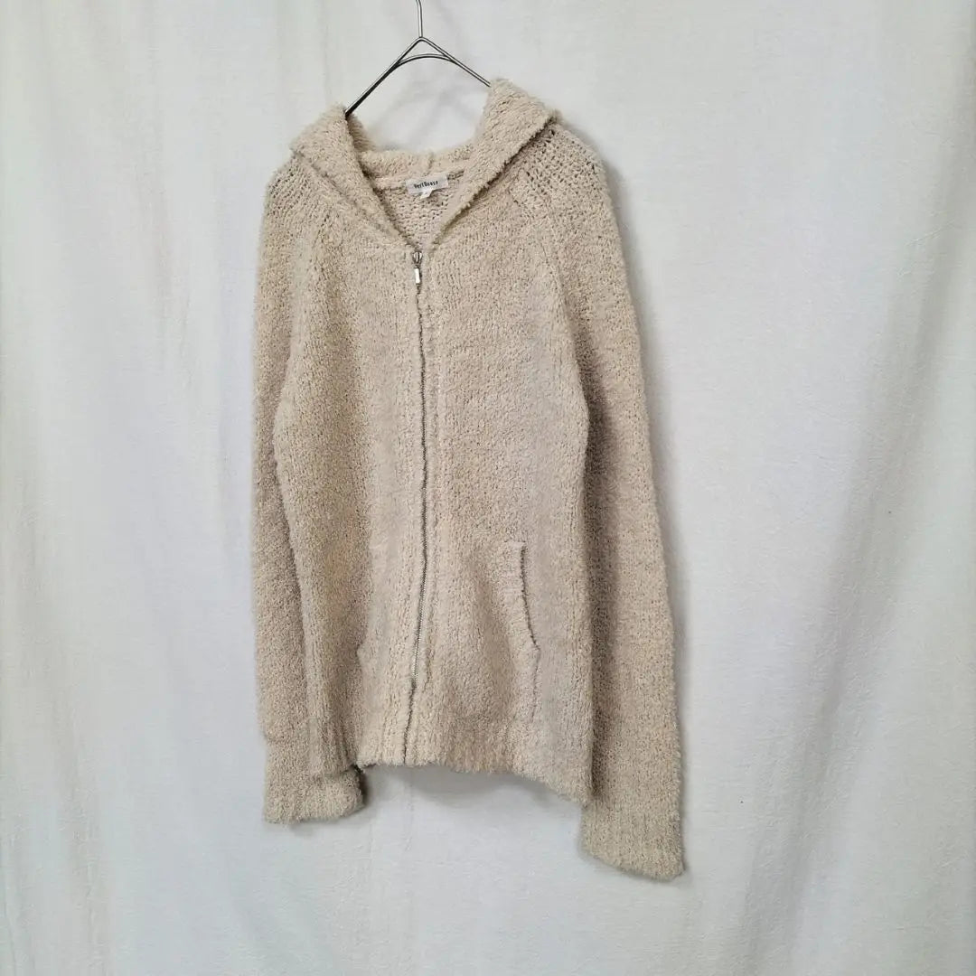 [Vert Dence] Fluffy hoodie M Beige Hooded Full Zip