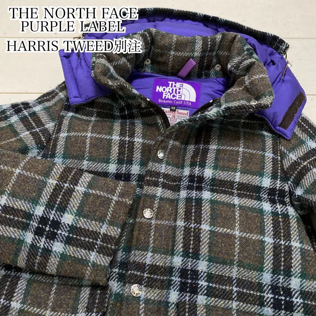 Good condition North Face Purple Label Harris Tweed special order Down Parka XS