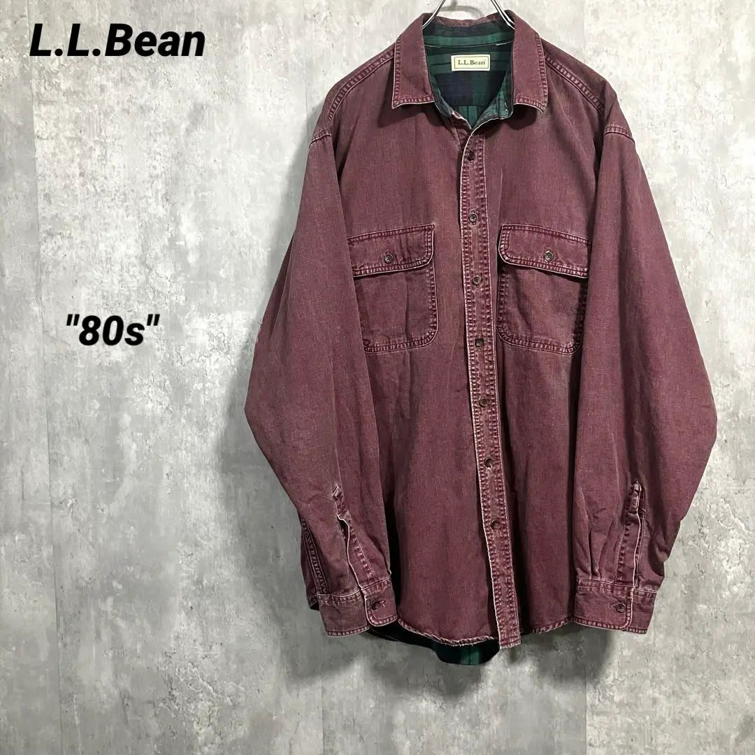 80s L.L.Bean Double Crosswork Shirt XL Bordeaux Lining Check