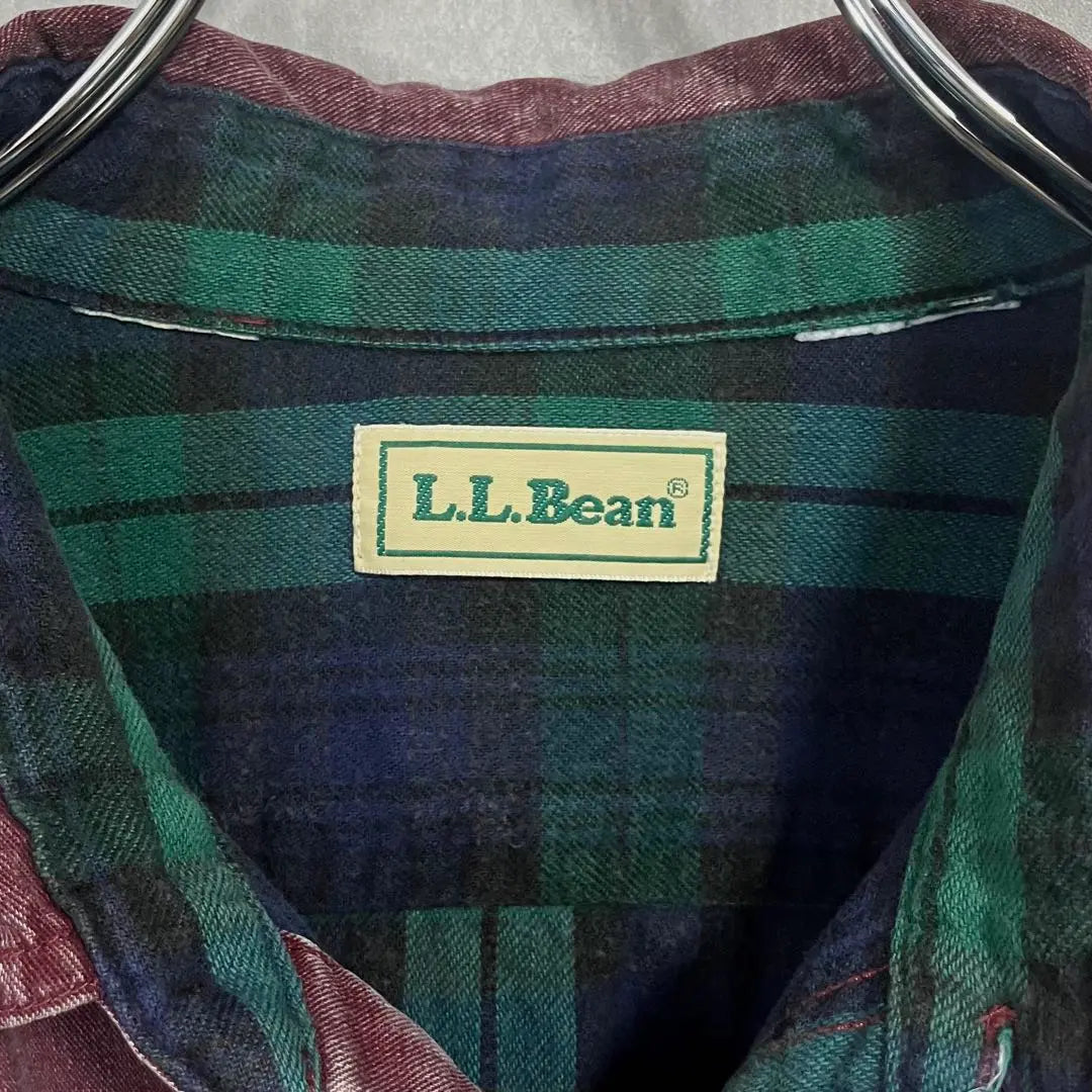 80s L.L.Bean Double Crosswork Shirt XL Bordeaux Lining Check