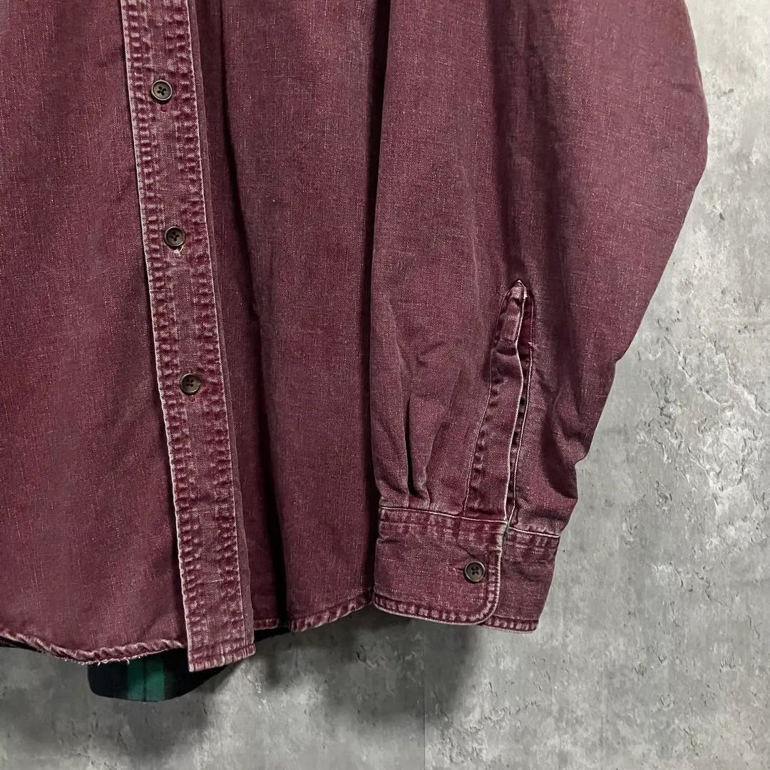 80s L.L.Bean Double Crosswork Shirt XL Bordeaux Lining Check