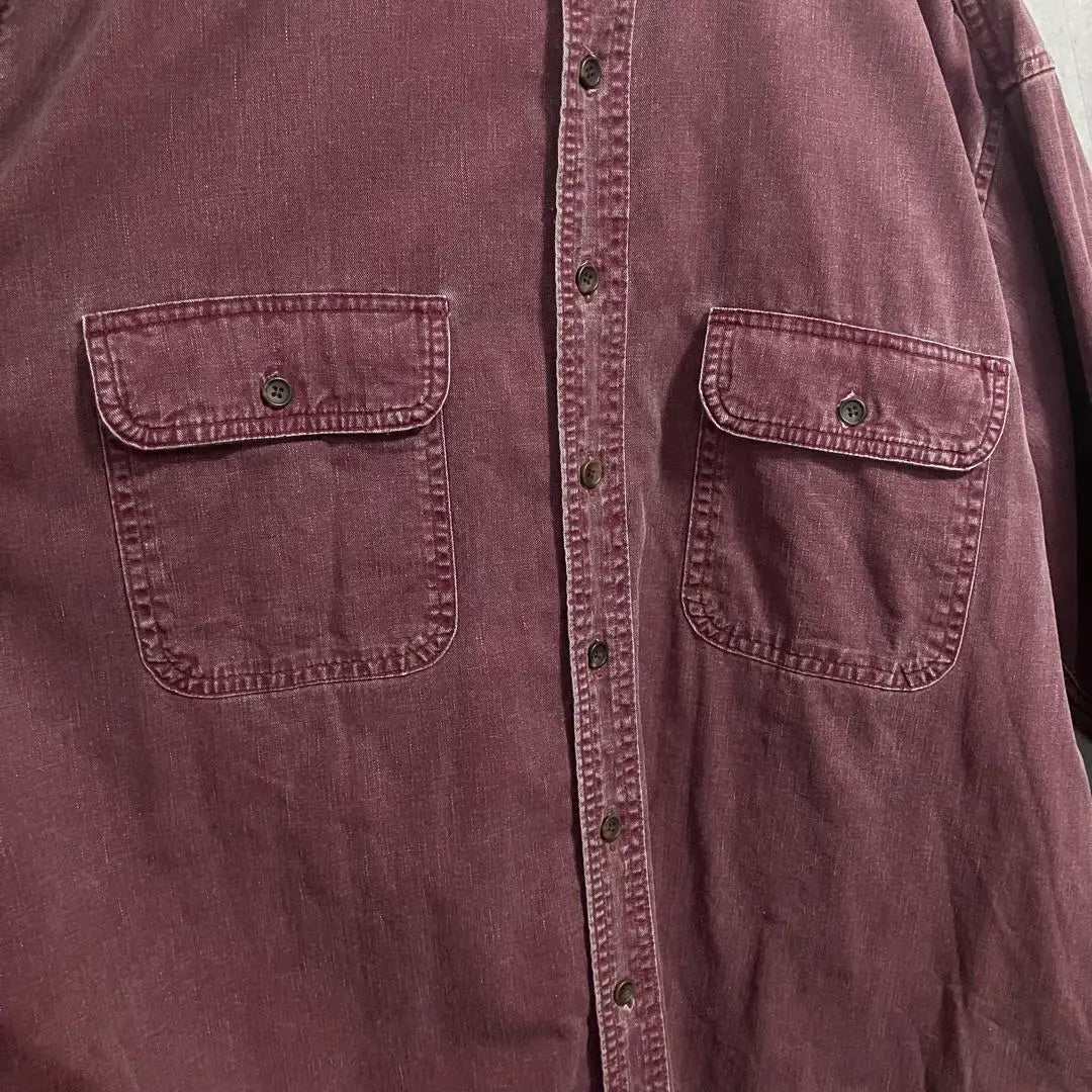 80s L.L.Bean Double Crosswork Shirt XL Bordeaux Lining Check