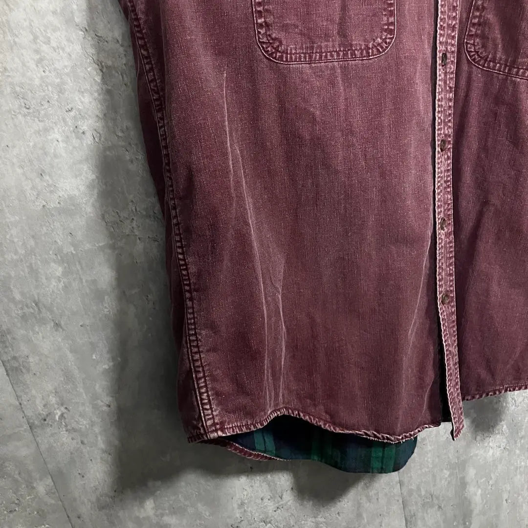 80s L.L.Bean Double Crosswork Shirt XL Bordeaux Lining Check