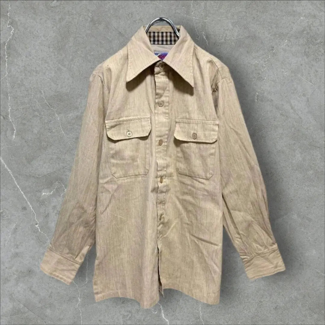 [w661] USA Vintage Wrangler 70s At the time, the rampage horse tag long sleeve work shirt jacket