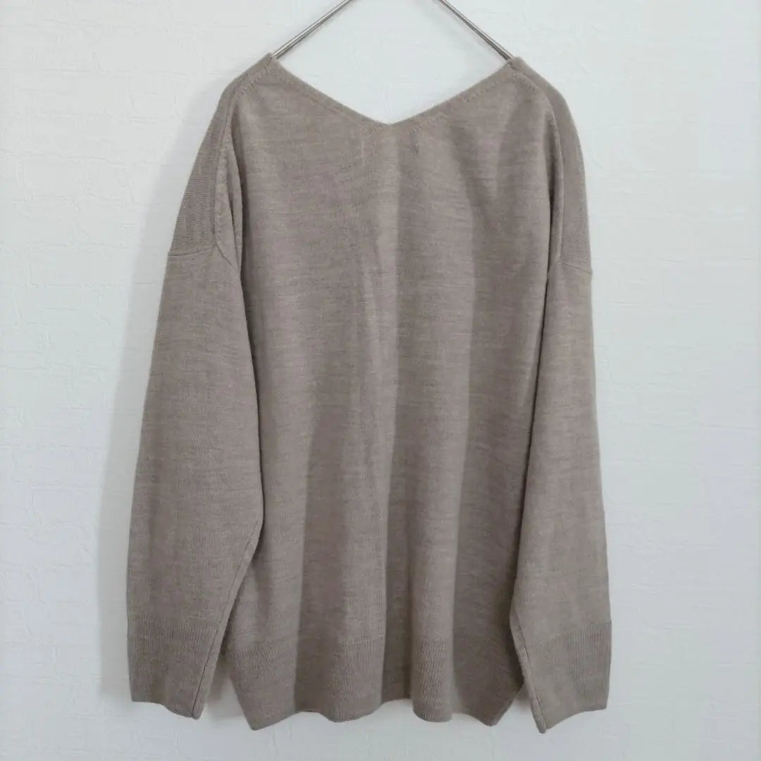 Discoat DISCOAT Punto Manga Larga [M] Cuello pico Beige | ディスコート Discoat 長袖ニット【M】ベージュ Vネック