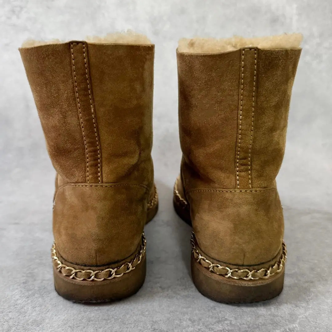 Directly purchased CHANEL Chanel Chain Sheepskin Boots 38 Size Coco Mark