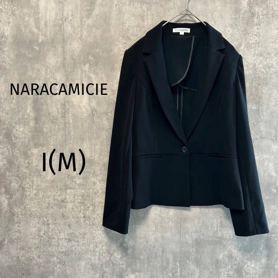 2606 [Narakamiche] Chaqueta entallada negra elástica sencilla