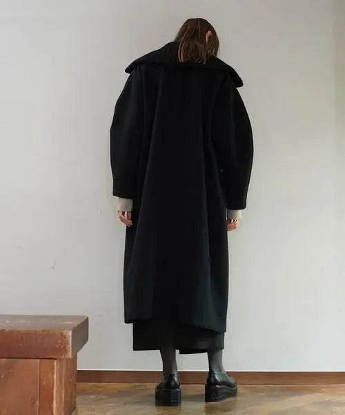 CLANE RIB COLLAR WOOL LONG COAT