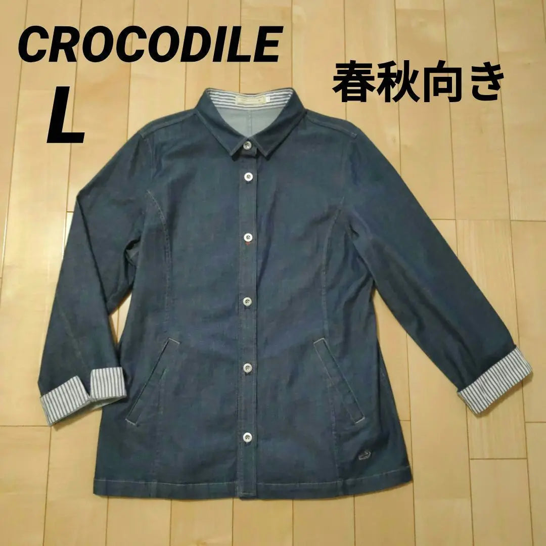 CROCODILE thin denim jacket L suitable for spring and autumn women's crocodile