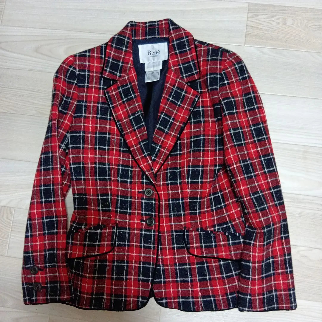 Rene TISSUE fabric wool check jacket