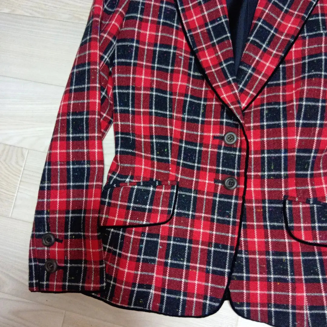 Rene TISSUE fabric wool check jacket