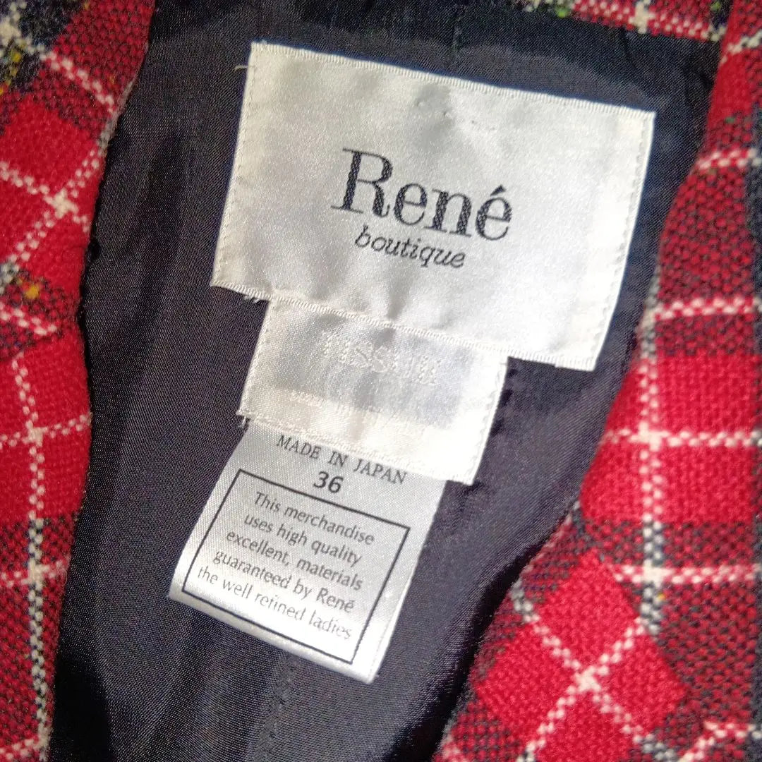 Rene TISSUE fabric wool check jacket