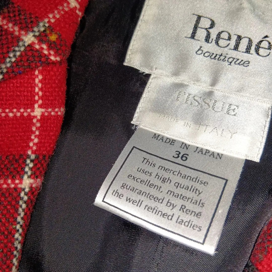 Rene TISSUE fabric wool check jacket