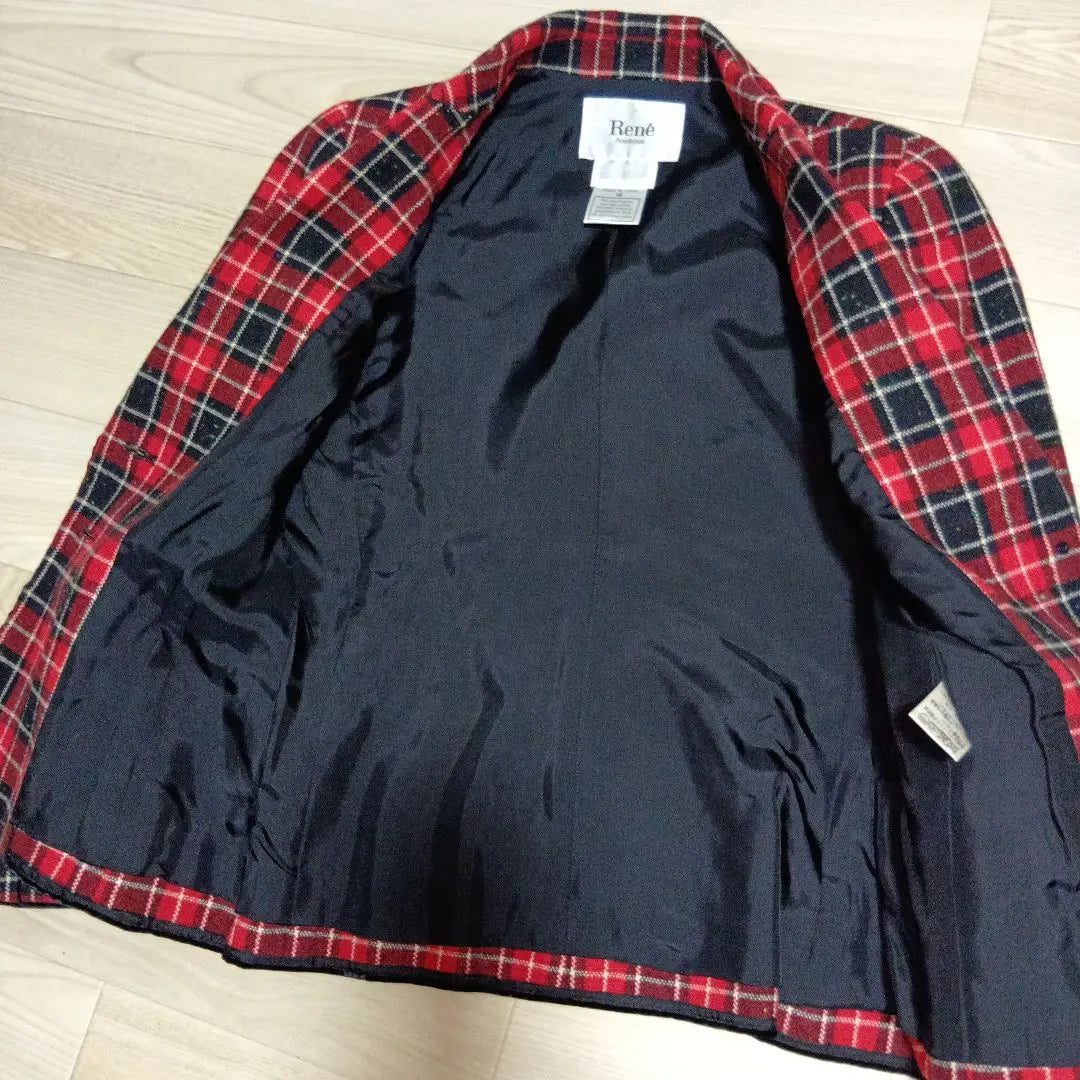 Rene TISSUE fabric wool check jacket