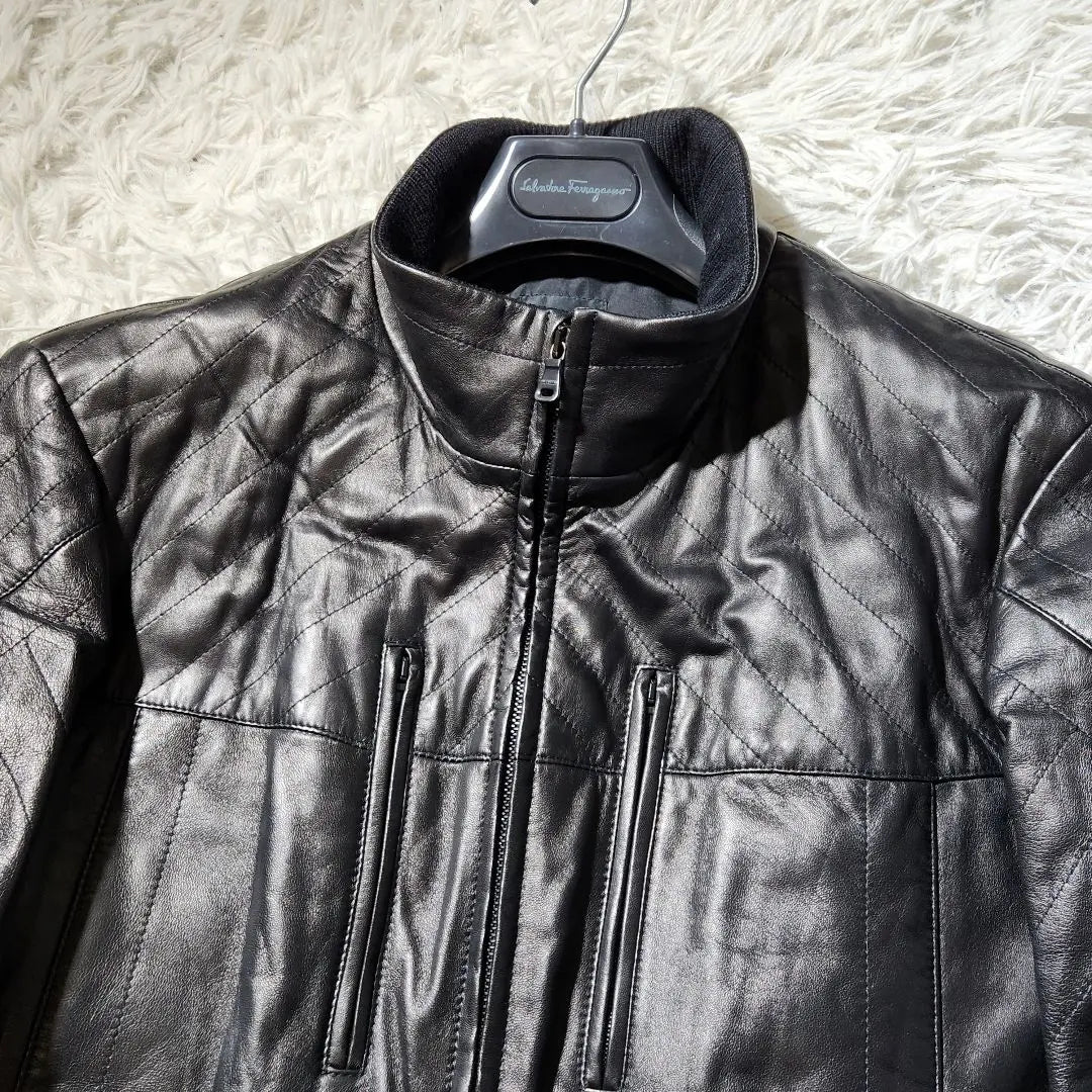 Superb condition ✨️ Hugo Boss Leather Jacket Quilted Padded Lamb Leather