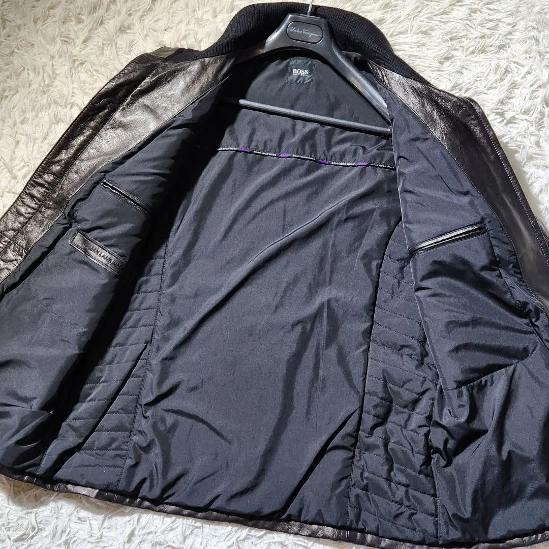 Superb condition ✨️ Hugo Boss Leather Jacket Quilted Padded Lamb Leather