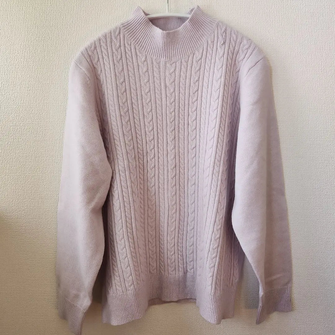 Women's Cable Knitted High Neck Sweater Light Purple 2L-3L