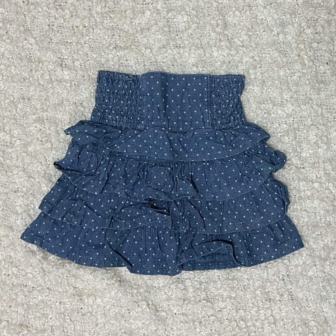 Mezzo Piano Kids 120cm Denim Polka Dots Ruffles Skirt